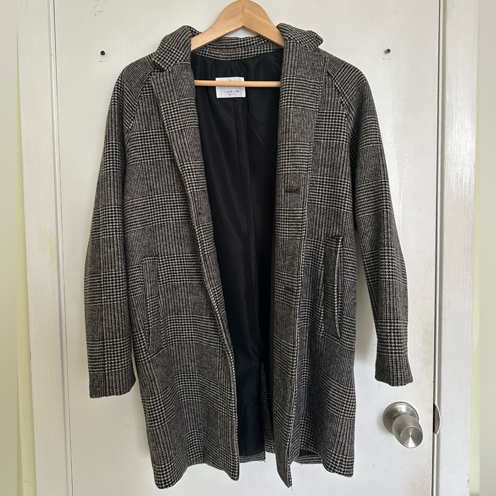 Zara Kids Black and White Checkered Trench Coat